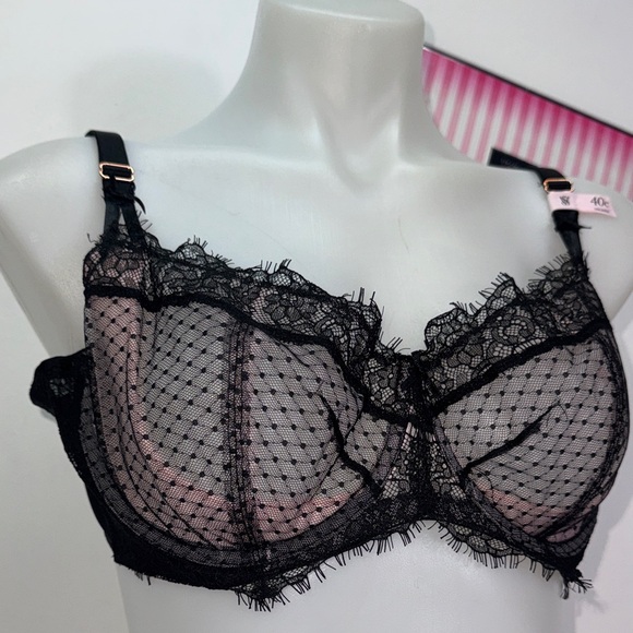 Victoria's Secret Black and Pink Lace Bra Set38G push up & L Brazilian NWT - Picture 3 of 13
